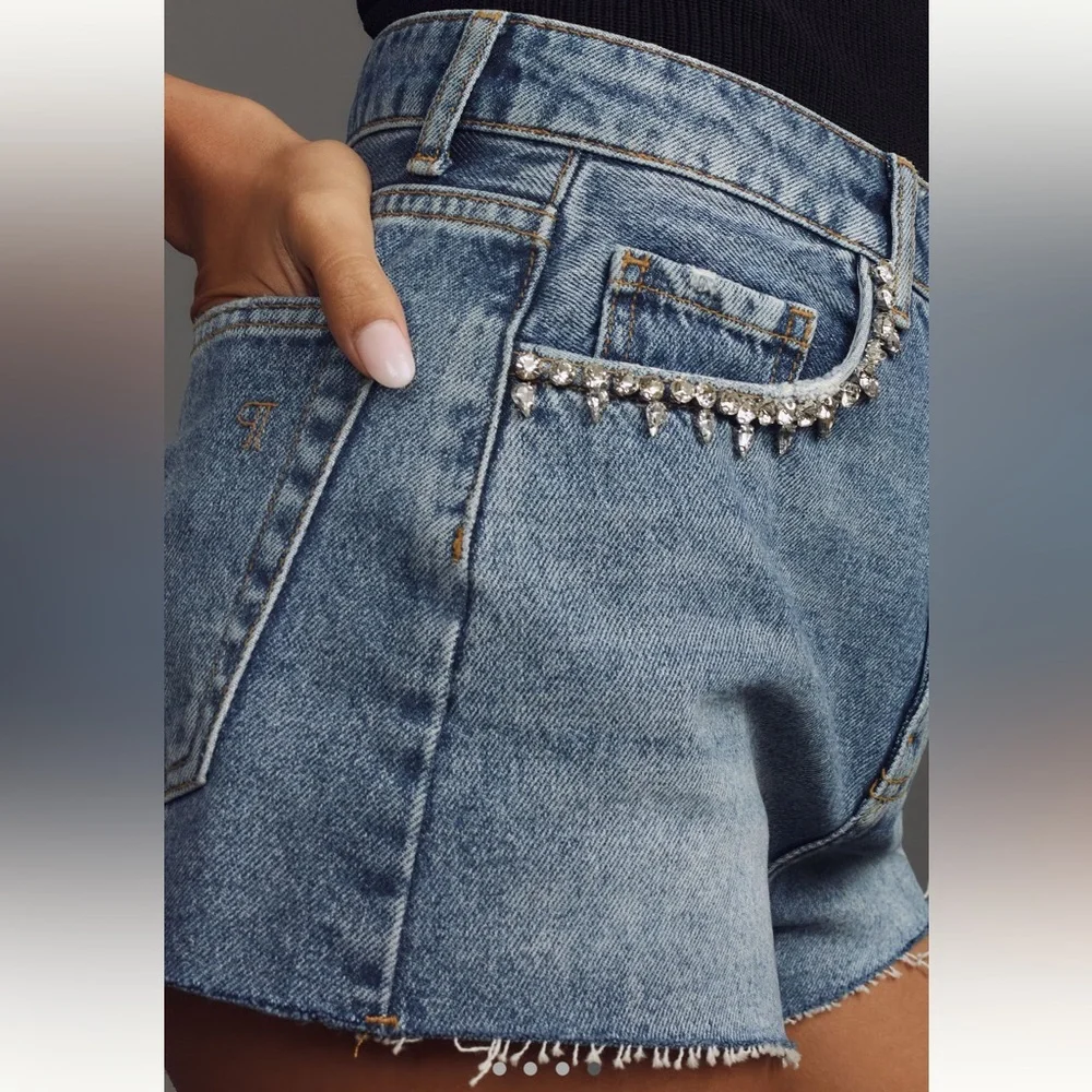 Pilcro Rhinestone Jean Shorts - Picture 4 of 9